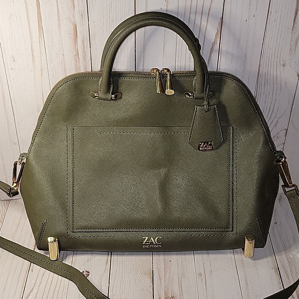 Zac Posen Daphne Dome Top Handle Saffiano Shoulder Bag w/ Luggage Tag